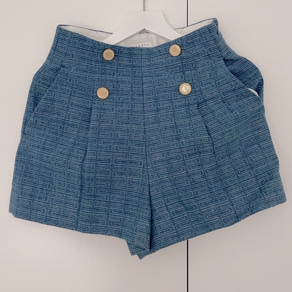 Sandro Jacquard Denim Shorts, Blue Jean, Women’s Size 34